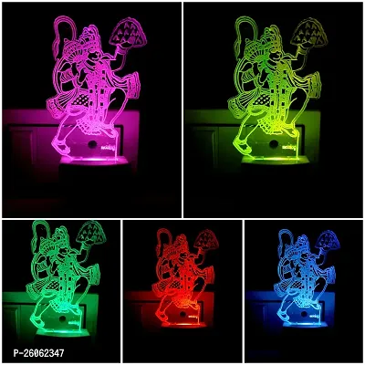 Hanuman 3D Optical Illusion Acrylic Night Lamp, 7 Colors Rgb Auto Gradual Changing Led Plug And Play Night Light, Office Light, Best For Gift(4.5 Inch)-thumb2