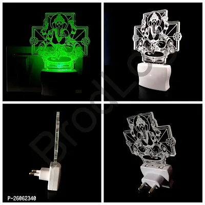 New Ganpati 3D Optical Illusion Acrylic Night Lamp, 7 Colors Rgb Auto Gradual Changing Led Plug And Play Night Light, Office Light, Best For Gift(4.5 Inch)-thumb3