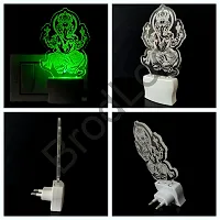 New Ganpati 3D Optical Illusion Acrylic Night Lamp, 7 Colors Rgb Auto Gradual Changing Led Plug And Play Night Light, Office Light, Best For Gift(4.5 Inch)-thumb2