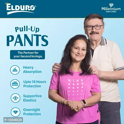 ELDURO Premium Unisex Adult Pant Diapers, XL Size 100-150Cm (40''-59''), 10 Count, Wetness Indicator, Leakproof, 14 hrs Overnight Protection, With Aloe Vera, Pack of 1-thumb3