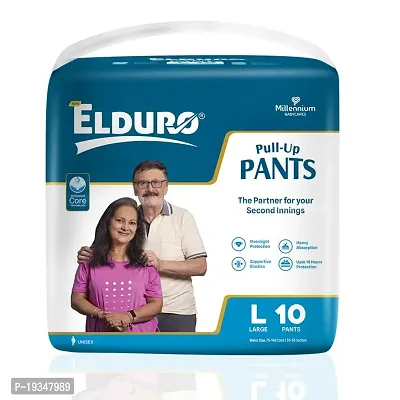 ELDURO Premium Unisex Adult Pant Diapers, Large 101-139 cm (40''-55''), 20 Count, Wetness Indicator, Leakproof, 14 hrs Overnight Protection, With Aloe Vera, Pack of 2-thumb2