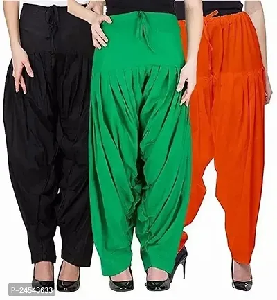 Fabulous Cotton Solid Salwars For Women Pack Of 3-thumb0