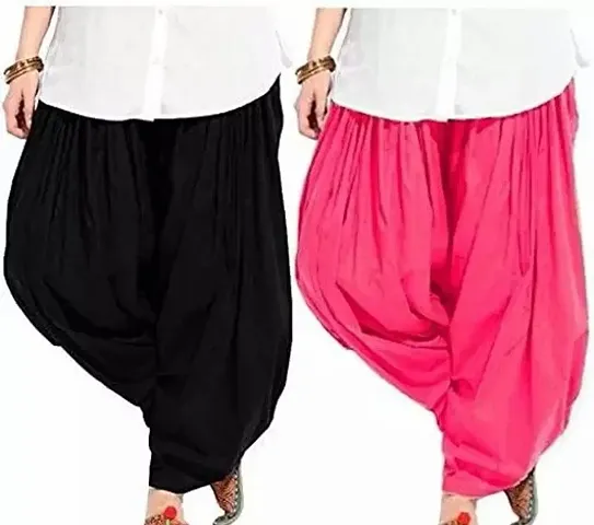 Stylish Cotton Solid Patiala Salwar For Women - Pack Of 2