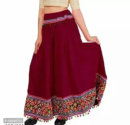 Stunning Rayon Long Maxi Skirt Embroidered Border For Women