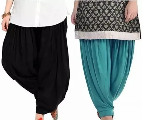 Stylish Cotton Solid Patiala for Women Pack of 2