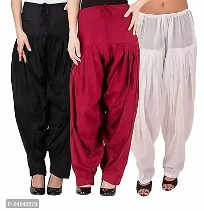 Fabulous Cotton Solid Salwars For Women Pack Of 3-thumb0