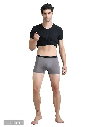 DISPENSER Men Micro Modal Trunk Underwear | Man Silicon Shine Boxer |S1 Innerwear Knicker Shorts | Pack of 1 (S, Silver)-thumb0