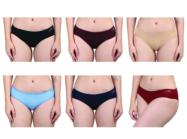FlyBaby Women Cotton Hipster Underwear | Knicker | Panties | Plus Size Brief Multicolor-L Pack of 6
