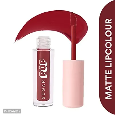 SUGAR POP Matte Lipcolour - 09 Mulberry (Brownish Red) ndash; 1.6 ml - Lasts Up to 8 hours l Red Lipstick for Women l Non-Drying, Smudge Proof, Long Lasting-thumb0