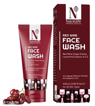NUTRIGLOW Advanced Organics face wash, Anti-Ageing/Reduces Wrinkles, red wine face wash, 100 ml-thumb0