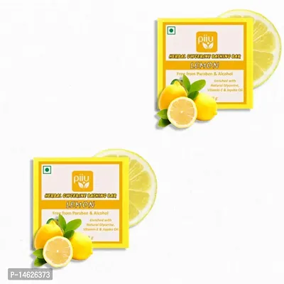 Piiu Organic Natural Herbal Glycerin Super Value Lemon Bathing Bar, 100gm (Buy 1 Get 1 Free)