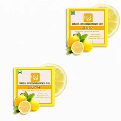 Piiu Organic Natural Herbal Glycerin Super Value Lemon Bathing Bar, 100gm (Buy 1 Get 1 Free)