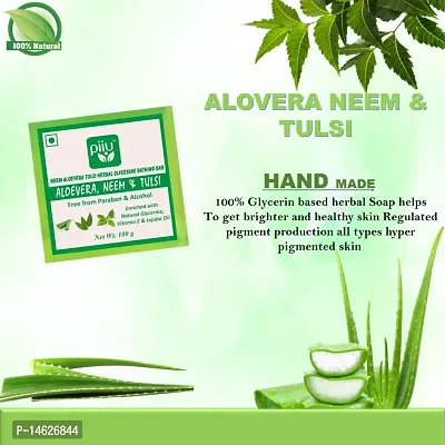 Piiu Organics Natural Herbal Glycerine Aloevera, Neem  Tulsi Bath Bar | Cleanses and purifies the skin | 100gm (Buy 1 Get 1 Free)-thumb5