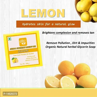 Piiu Organic Natural Herbal Glycerin Super Value Lemon Bathing Bar, 100gm (Buy 1 Get 1 Free)-thumb3