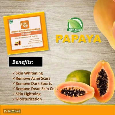 Piiu Organics Natural Herbal Glycerin Papaya Bathing Bar | Enriched with the goodness of Papaya Pulp | 100gm (Buy 1 Get 1)-thumb4