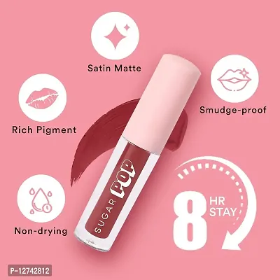 SUGAR POP Matte Lipcolour - 09 Mulberry (Brownish Red) ndash; 1.6 ml - Lasts Up to 8 hours l Red Lipstick for Women l Non-Drying, Smudge Proof, Long Lasting-thumb3