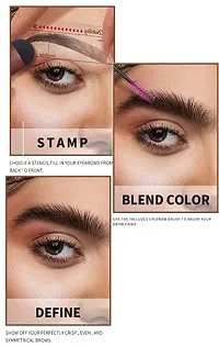 LOVE HUDA Professional Waterproof Eye Brow Makeup Kit - One Step Mushroom Head Stamper, Eyebrow Shaped Stencils, Brush, 3 In 1 Long Lasting Brow Stamp Women  Girls Makeup Tools (BROWN)-thumb2