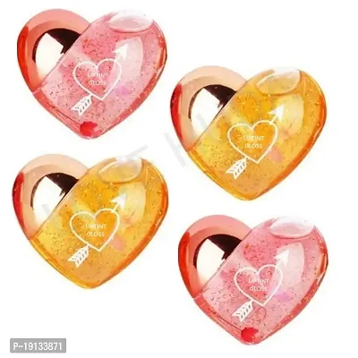LOVE HUDA Professional Moisturizing and Hydrating Lip Gloss Tint for Dry and Chapped Lips in Cute Heart-shaped Packaging Metallic-Finished Pack of 4.