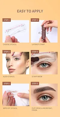 LOVE HUDA Professional Waterproof Eye Brow Makeup Kit - One Step Mushroom Head Stamper, Eyebrow Shaped Stencils, Brush, 3 In 1 Long Lasting Brow Stamp Women  Girls Makeup Tools (BROWN)-thumb3