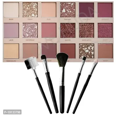 LOVE HUDA Professional Combo 18 Color Textured Ingredients With Silky Shine Color Eye shadow Palette And Makeup Brush Set.