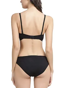 Inner Sense Organic Cotton Antimicrobial Women's Wire-Free Padded Bra & Panty Set Black-thumb3