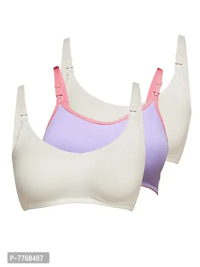 Buy Non-Padded Non-Wired Feeding Bra in Off White - Cotton Online