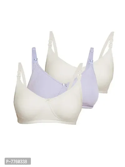 Inner Sense Women's Organic Cotton Antimicrobial Non Padded Non Wired Nursing Bra (Pack of 3)