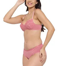 Inner Sense Women's Organic Cotton Antimicrobial Laced Cushioned Bra and Panty Set-thumb1