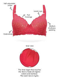 Inner Sense Organic Cotton Antimicrobial Women's Padded Underwired Lace Bra-thumb1