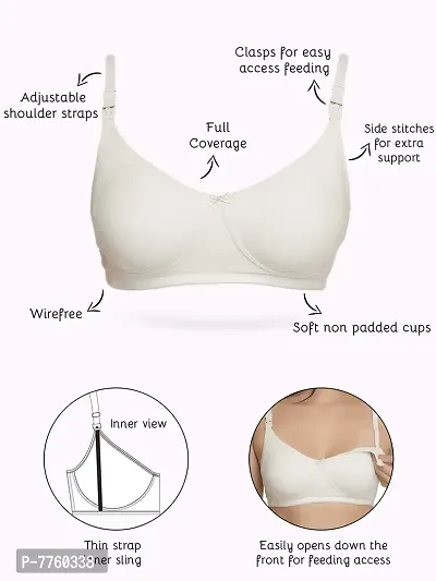 Inner Sense Women's Organic Cotton Antimicrobial Non Padded Non Wired Nursing Bra (Pack of 3)-thumb2