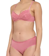 Inner Sense Women's Organic Cotton Antimicrobial Laced Cushioned Bra and Panty Set-thumb3