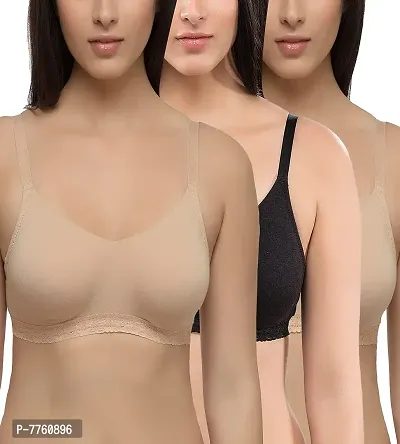 Buy Inner Sense Women's Healthy Organic Cotton Non-Padded Non-Wired White  and Black T-Shirt Bra (Pack of 3) (34B) Online In India At Discounted Prices