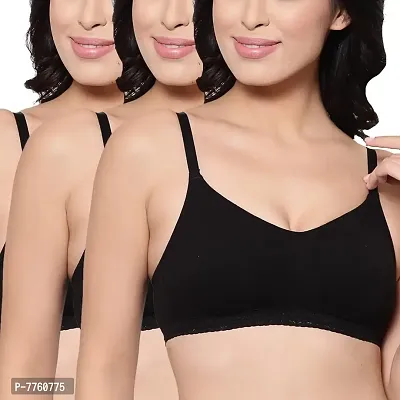 Buy Inner Sense Women's Healthy Organic Cotton Non-Padded Non-Wired Black  and Beige T-Shirt Bra (Pack of 3) (32B) Online In India At Discounted Prices