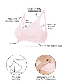 Inner Sense Women's Organic Cotton Antimicrobial Non Padded Non Wired Nursing Bra (Pack of 3)-thumb1