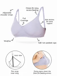 Inner Sense Women's Organic Cotton Antimicrobial Non Padded Non Wired Nursing Bra (Pack of 3)-thumb2