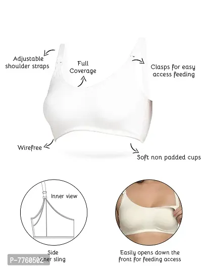 Buy Inner Sense Organic Antimicrobial Soft Feeding Bra with Removable Pads  Pack of 3 - White online