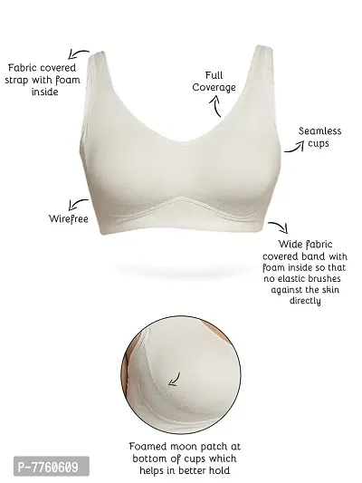 Inner Sense Women's Organic Cotton Anti-Microbial Soft Cup Non-Wired Bra (Pack of 3)-thumb2