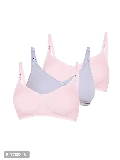 Inner Sense Women's Organic Cotton Antimicrobial Non Padded Non Wired Nursing Bra (Pack of 3)