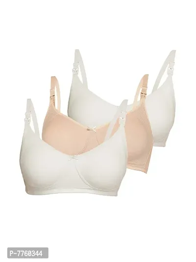 Inner Sense Women's Organic Cotton Antimicrobial Non Padded Non Wired Nursing Bra (Pack of 3)