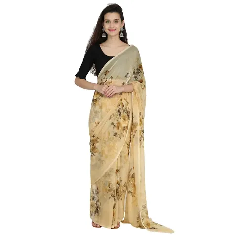 Attractive Chiffon Floral Printed Daily Wear Sarees