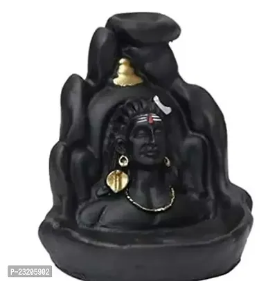 Lord Shiva Adiyogi Statue Cone Incense Holder Showpiece With 10 Free Smoke Backflow For Living Room, Shivratri Saawan Gifts (Black)-thumb0