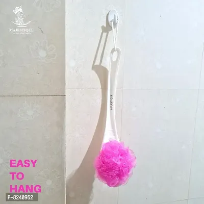 Majestique Shower Brush, Long Handle Loofah with Smooth Grip Handle Lufa, Scrubber for Bath and Shower, Bath Brush for back cleaning, for Men and Women - Easy Reach Body Wash and Lotion Applicator (Pink)-thumb3