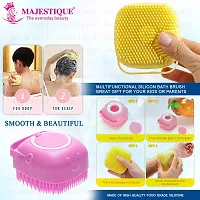 Majestique Silicone Loofah For Shower, Silicone Back Scrubber, Easy Clean Exfoliating Body Loofah, Suitable for All Kinds of Skin Cleaning Women Men Pet For Use In Shower Brush (Multicolor)-thumb1