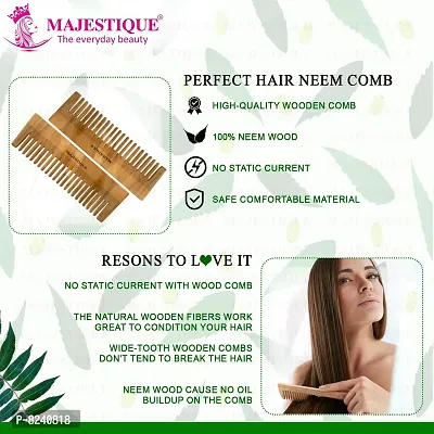 Majestiquer Wide Tooth Comb Detangling Anti-Static Comb Natural Curly Wavy Dry Hair For Womens and Mens Hand Polished (Pack of 1)-thumb5