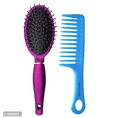 "Majestique Detangler Brush and Detangle Comb Instead, Flat Hair Brush Eco Friendly for Women Men and Kids Make Thin Long Curly Hair Health and Massage Scalp -Purple"