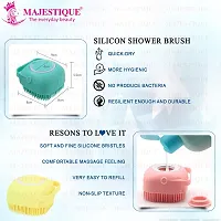 Majestique Silicone Loofah For Shower, Silicone Back Scrubber, Easy Clean Exfoliating Body Loofah, Suitable for All Kinds of Skin Cleaning Women Men Pet For Use In Shower Brush (Multicolor)-thumb2
