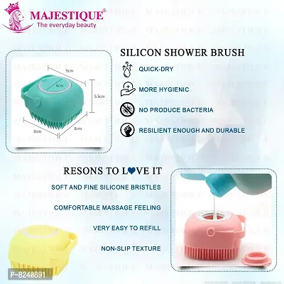 Majestique Silicone Loofah For Shower, Silicone Back Scrubber, Easy Clean Exfoliating Body Loofah, Suitable for All Kinds of Skin Cleaning Women Men Pet For Use In Shower Brush (Multicolor)-thumb3