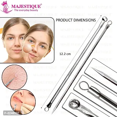 Majestique BLACKHEAD REMOVER SET OF TWO BLACKHEAD REMOVER, Pimple, Milia, Pus Removal Tool 2 in 1 tools set. Made with high Grade Surgical Steel (Pack of 2)-thumb3