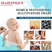 Majestique Baby Safety Cotton Swab ndash; Ideal for Babies  Adults ndash; 100% Organic Soft  Gentle Tip for Cleaning, Makeup Removal  More - 80-Swabs for Baby / 200-Swabs for Adults-thumb1
