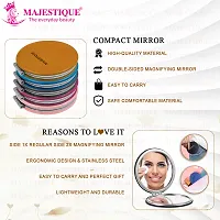 MAJESTIQUE Professional Pocket Makeup Mirror, 1X/2X Magnifying Foldable Mirror with Compact Size, Portable for Handbag, Purse, Pocket Round 1 Pcs - Bronze-thumb1